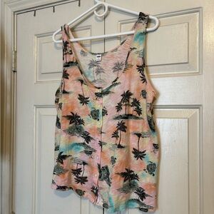 Old Navy Multicolor Palm Tree Tank Top
